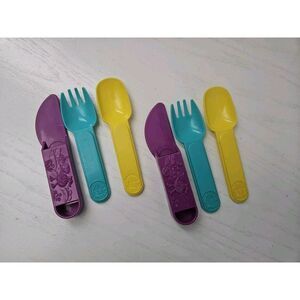 Vintage 1989 McDonalds Camp McDonald Land Fork Knife‎ Spoon Set 3 Pc